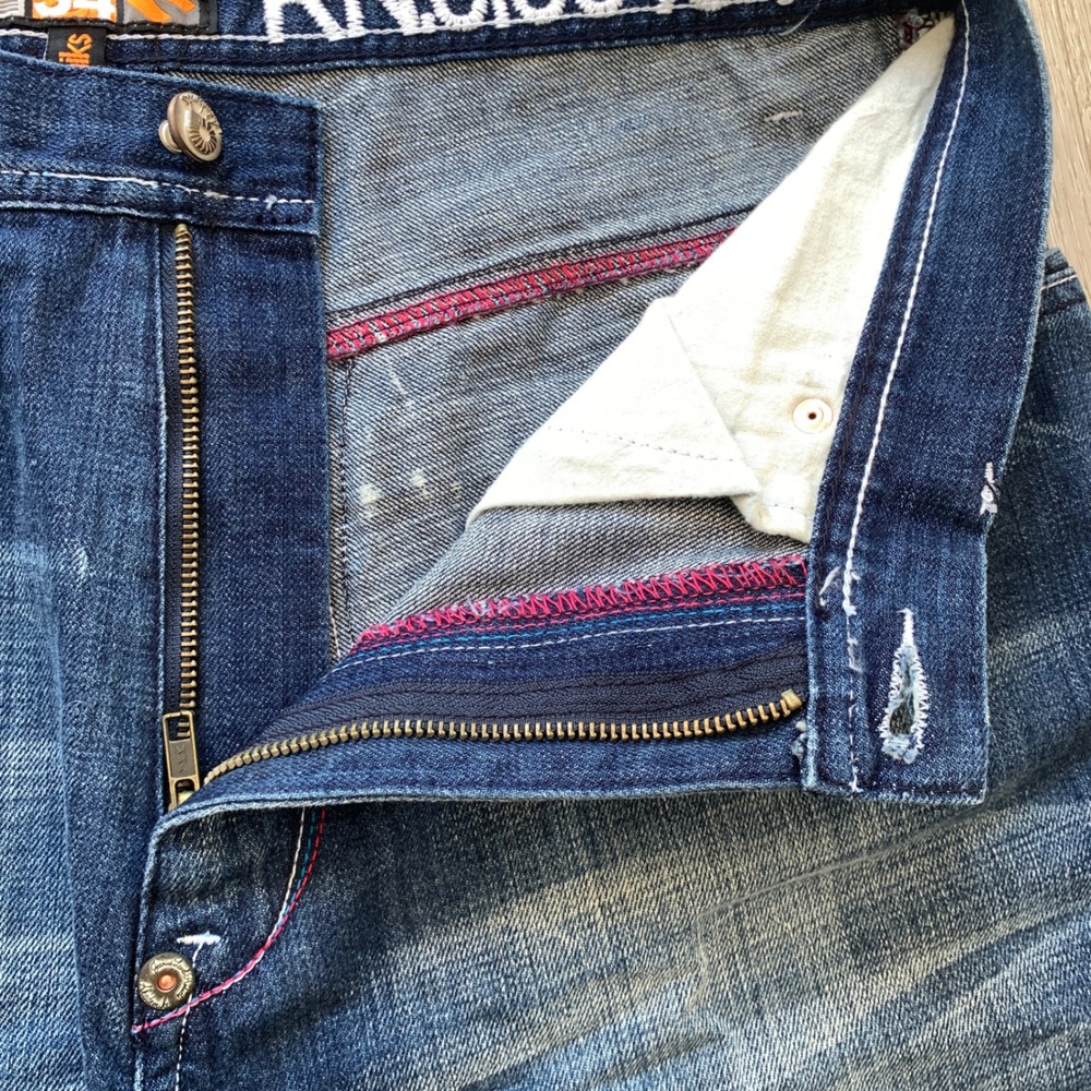 VTG Akademiks Mens 34 Baggy Distressed Y2K Hip Hop Denim Jeans Streetwear - Picture 3 of 15